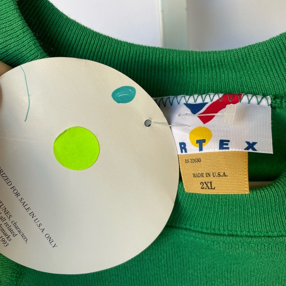 Vintage ARTEX Sylvester Looney Tunes Crewneck Sweatshirt Green Size 2XL - Picture 8 of 10